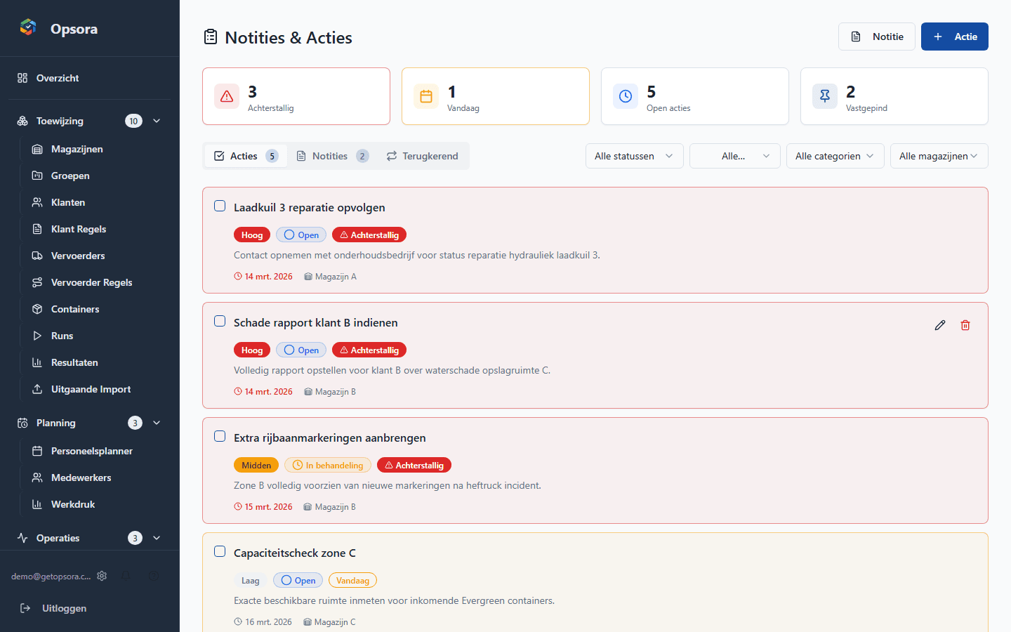 Opsora Notities & Acties — Samenwerking op de werkvloer